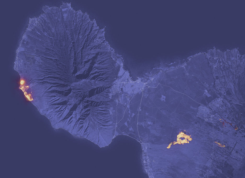 NASA aerial of the Lahaina fire on Maui.