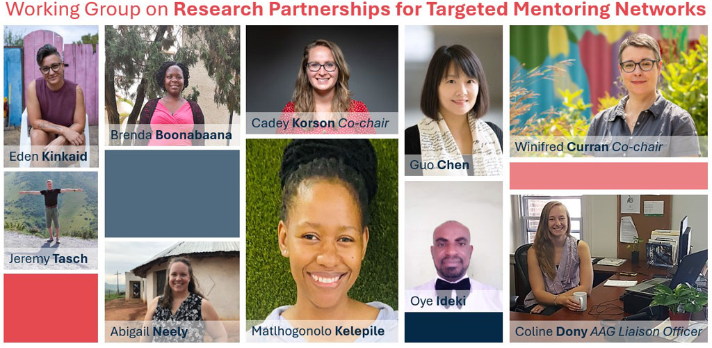 Decorative collage showing headshots of Targeted Mentoring Network working group members